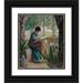 Claude Monet 12x14 Black Ornate Wood Framed Double Matted Museum Art Print Titled: Madame Monet Embroidering (Camille in the Profession) (1875)