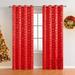 CUH 1pc Christmas Room Darkening Curtain Red Snowflake Blackout Window Curtain Xmas Thermal Insulated Window Drape Grommet Eyelet Ring Top Curtain Panel Red Snowflakes W:52 x H:84