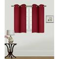 set of 2 panels grommet top short window panels thermal insulated solid burgundy color blackout curtain drapes room darkening for bedroom kitchen bathroom 28 inch by 36 inch K30