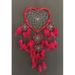 OMA Dream Catcher - Hand Made Feather Dream Catcher Heart Shaped with Crystal Beads - 7 Diameter & 24 Long - Valentine s Day (Red)