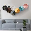 Wall Mounted Hexagon Floating Storage Boxes Plastic Wall Organizer Hanging Shelf for Home Decor Living Room Bedroom Entryway Bathroom