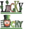 2 Pieces St Patricks Day Table Decorations Happy St Patricks Day Wooden Sign St Patricks Day Lucky Table Sign for St Patricks Day Home Party Decor