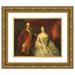 George Knapton 24x20 Gold Ornate Framed and Double Matted Museum Art Print Titled - A Man and a Woman Possibly of the Missing Family of Little Park House Wickham Hampshire