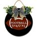 Eveokoki 12 Football Season Welcome Signs for Front Door Farmhouseï¼ŒRustic Round Wooden Hanging Wreaths for Home Porch Wall Decor Housewarming Gift Football Lovers Outdoor Indoor