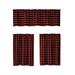 Goory Single Curtain Panel Rod Pocket Short Window Curtain Buffalo Checker Plaid Voile Kitchen Scarf Tulle Cafe Tier Sheer Half Window Drape Red 74*61cm/29.1*24in