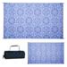 Reversible Mats 8 x 5 Foot Outdoor Polypropylene Pattern Patio Mat Blue/White