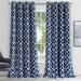 HomeRoots 473331 84 in. Navy Blue Trellis Black Out Window Curtain Panel