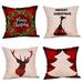 SUFAM Set of 4 Pillow Cases Christmas Red Black Buffalo Check Scottish Plaids Deer Fox Wreath Vibrant Throw Pillowcase Cover Cushion Case Home Decor 20x20 inch