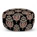 Damask Pouf Cover with Zipper Traditional Old Fashioned Abstract Motifs Floral Medieval Fashion Victorian Soft Decorative Fabric Unstuffed Case 30 W X 17.3 L Black Cream Ruby by Ambesonne