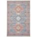 Chaudhary Living 5 x 8 Blue and Off White Bordered Geometric Rectangular Area Throw Rug