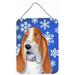 Basset Hound Winter Snowflakes Holiday Aluminium Metal Wall Or Door Hanging Prints