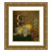 Jan Davidsz de Heem 15x17 Gold Ornate Wood Frame and Double Matted Museum Art Print Titled - Still Life with a Wine Glass Lemon Peel Peaches Grapes and Cherries on the Corner of a Partly