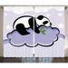 Animal Curtains 2 Panels Set Panda Bear Sleeping on a Cloud in Starry Night Sky Children Cartoon Illustration Print Living Room Bedroom Decor 108W X 90L Inches Lilac Black by Ambesonne