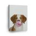 Smile Art Design Portrait of Epagneul Breton Dog Chewing Pink Bubble Gum Canvas Wall Art Print Pet Dog Lover Gift Animal Pop Art Office Living Room Bedroom Kids Baby Nursery Room Decor - 22x15