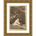 Francisco de Goya 11x14 Gold Ornate Wood Frame and Double Matted Museum Art Print Titled - A Partly Naked Woman Seated by a Stream (ca. 1812-20)