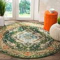 SAFAVIEH Monaco Toria Traditional Area Rug Forest Green/Light Blue 3 x 3 Round