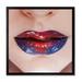 Designart Beautiful Women Lips With Red and Blue Lipstick Modern Framed Art Print