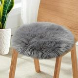 Faux Fur Rug Sheepskin Chair Cushion 18 X 18 Round Seat Cover Fluffy Chair Pillow Soft Locker Rug Rug Bedroom Living Room Grey