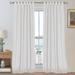PrimeBeau Natural Linen Blended Tab Top Curtains Privacy Added Semi Sheer Window Curtain Drapes Textured Flax Curtains(52 W x 108 L Pure White)