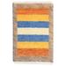 Wool Multi Color Rug 1X2 Southwestern Hand Knotted Gabbeh Striped Small Carpet