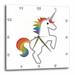 3dRose Unicorn picture of a rainbow unicorn on a white background - Wall Clock 15 by 15-inch