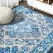 Bohemian FLAIR Boho Vintage Medallion Cream/Blue 5 Square Area Rug