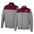 Men's Colosseum Charcoal/Maroon Virginia Tech Hokies Putter Herringbone Full-Zip Jacket