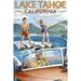 Lake Tahoe California Water Skiing Scene (16x24 Giclee Gallery Art Print Vivid Textured Wall Decor)