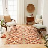 Mohawk Home Prismatic Kartong Beige Contemporary Geometric Precision Printed Area Rug 5 x8 Tan & Red