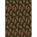 Ahgly Company Indoor Rectangle Patterned Dark Olive Green Novelty Area Rugs 2 x 4