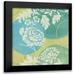 Charron Veronique 12x12 Black Modern Framed Museum Art Print Titled - Floral Decal Turquoise I