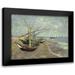 van Gogh Vincent 14x12 Black Modern Framed Museum Art Print Titled - Fishing boats on the beach at Les Saintes-Maries-de-la-Mer