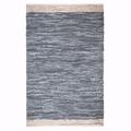 Lush Ambience Yashi Indoor Rag Area Rug | Hand Woven Ecofriendly Recycled Polyester Rug for Indoor Outdoor Use | 8X10 Ft | Grey & Beige