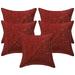 Stylo Culture Indian Couch Throw Pillow Covers 16 x 16 Embroidered Mirror Lace Maroon Bohemian 40cm x 40cm Lounge Decor Cotton Geometric Square Cushion Covers | Set Of 5