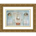 Georges RÃ©mon 24x17 Gold Ornate Framed and Double Matted Museum Art Print Titled - Large Louis XV Lounge. Face of Doors Offering Paintings. (1907)