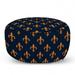 Fleur De Lis Pouf Cover with Zipper Floral Pattern with Pointed Buds and Curved Leaves Western Motifs Soft Decorative Fabric Unstuffed Case 30 W X 17.3 L Indigo Orange by Ambesonne