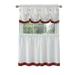 PowerSellerUSA Two-Tone Tier Pair Panels and Valance Kitchen Curtains Set for Kitchen Windows Living Room Dining Room and Basement Diamond Design with Tuck Buttoned Valance 58 W x 24 L Burgundy