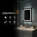 EasingRoom 28x20 inch LED Lighted Bathroom Mirror Silvered Wall Mounted Mirror with Touch ButtonAnti Fog and IP67 Waterproof Square Mirror