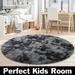 Black Round Rug For Bedroom Fluffy Circle Rug For Kids Room Furry Carpet Shaggy Area Rug For Nursery Room Fuzzy Plush Rug For Dorm Cute Room Decor