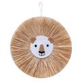 Hand-woven Cartoon Lion Tiger Straw Wall Hanging Craft Cotton Thread Weaving Tapestry Decor