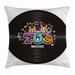 70s Party Decorations Throw Pillow Cushion Cover Music Theme Colorful Stars Flowers Notes Record Vinyl Discography Decorative Square Accent Pillow Case 20 X 20 Inches Multicolor by Ambesonne