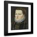 North Italian School 14x18 Black Modern Framed Museum Art Print Titled - Portrait of a Young Woman Bust Length Wearing an Embroidered Coat and a Pearl Necklace and Headpiece (17th Century)