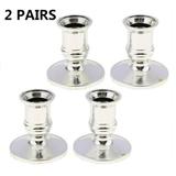 4pcs Taper Candle Holders Traditional Shape Fits Standard Candlestick Silver