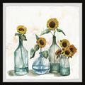 Parvez Taj Sunflowers in Blue Vase II Framed Painting Print