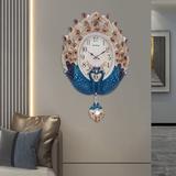 Miumaeov Clock Wall Decor for Living RoomTeal Silent Elegant Pendulum Clock with Luxury Crystal