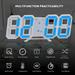 Gustave 3D LED Digital Wall Clock Desk Glowing Alarm Clocks Multifunction Number Time Clock USB Charge with Temperature Display Adjust Brightness 12/24 Hr - Blue