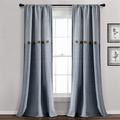 Lush Decor Farmhouse Button Stripe Window Curtain Panels - Blue - 40 X 84