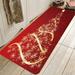 Santa Claus Print Carpet Bedroom Bedside Floor Mat Flannel 40*120cm /16*47 Inch Red for Living Room Area Rugs Christmas Decor