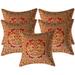 Stylo Culture Indian Decorative Sofa Brocade Burgundy Maroon And Gold Throw Pillow Covers 16x16 Jacquard Weave Banarasi Christmas Throw Pillow Covers Elephant 40x40 cm Cushion Covers (Set Of 5)