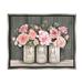 Stupell Industries Blossoming Pink Rose Bouquets Rustic Country Jars Luster Gray Framed Floating Canvas Wall Art 24x30 by Ziwei Li